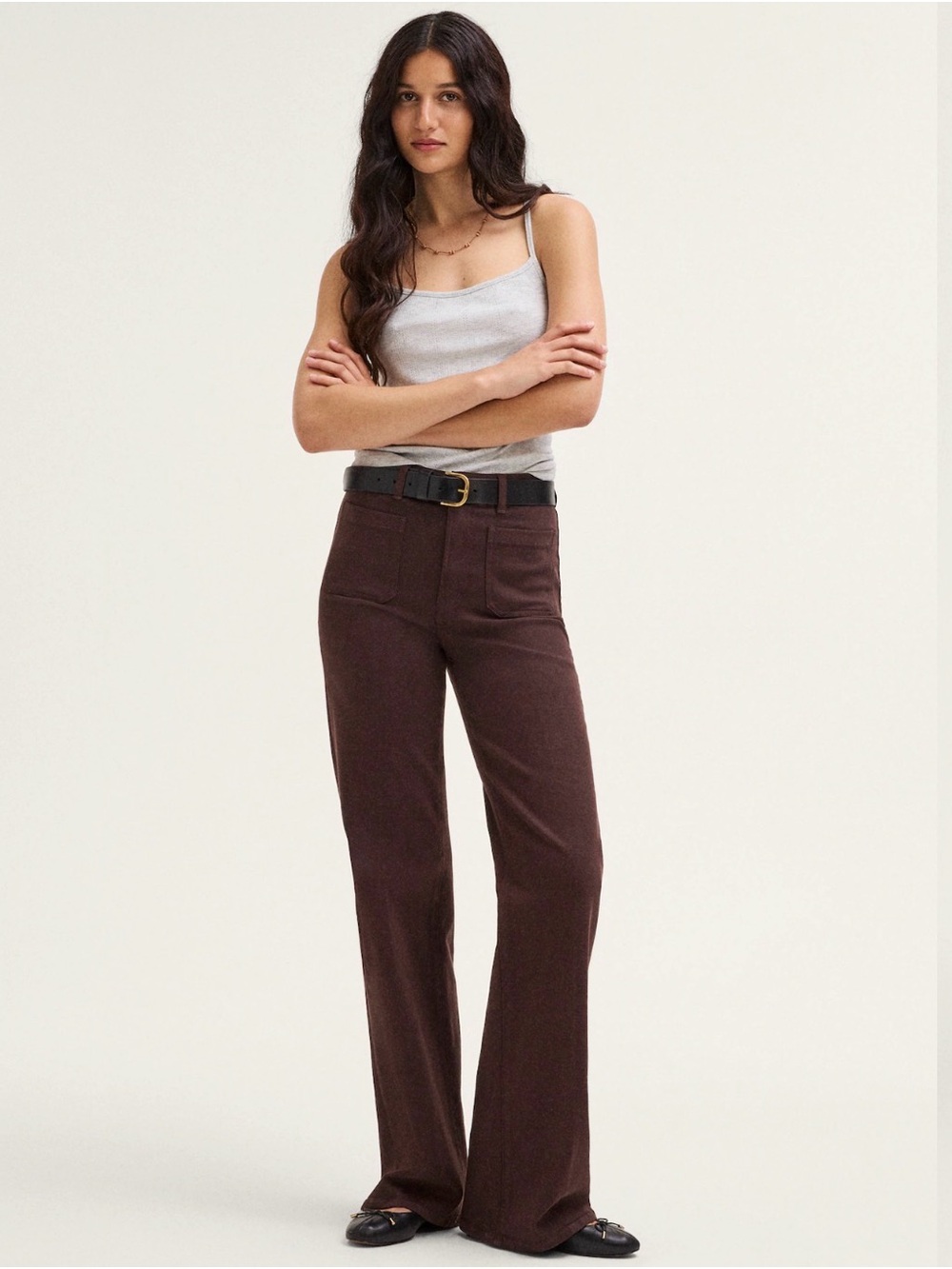 Madewell Wide-Leg Pants in Dark Carob - Sold Out